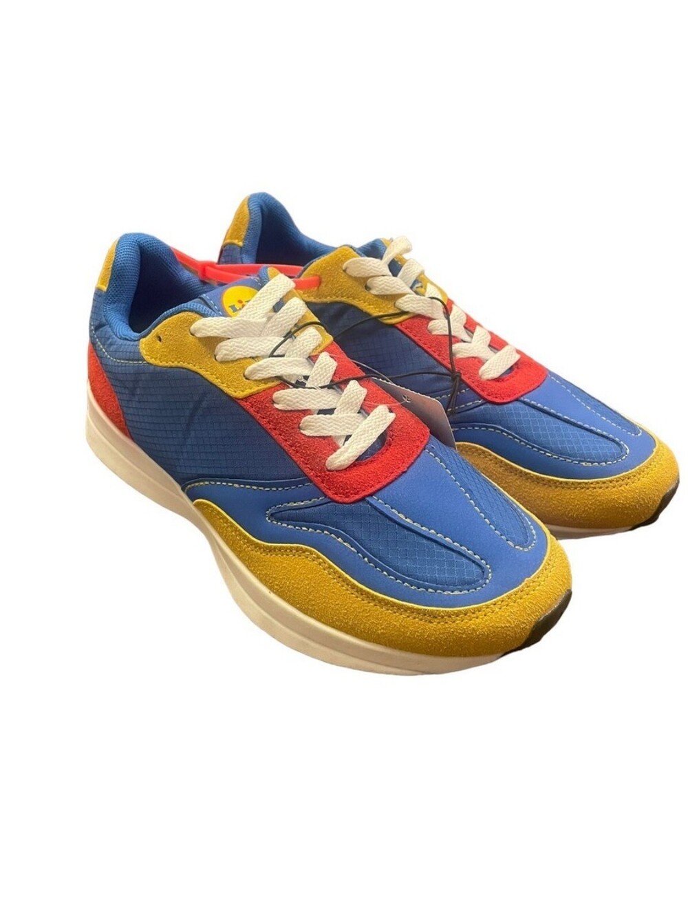 Lidl x Djibril Cissé Color Block Sneakers Size 7 Blue Yellow Red Retro Shoes CC